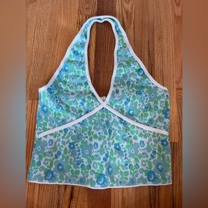 y2k floral halter top